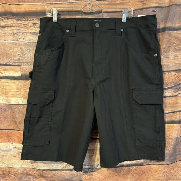 Wrangler Workwear Ranger Shorts Men 36 Black Cargo Flex Relaxed Fit Durable Work - Picture 1 of 8